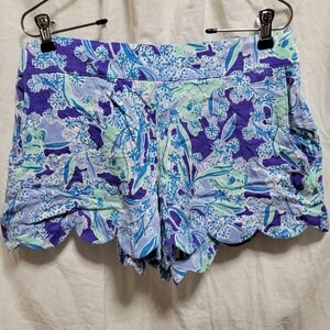 Lilly Pulitzer Dahlia Scalloped Shorts Koalafications Blue Womens Size Large